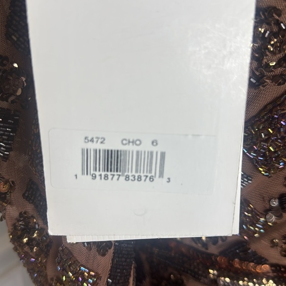 Brown Geo Embellished Midi Sheath Dress - Picture 15 of 15